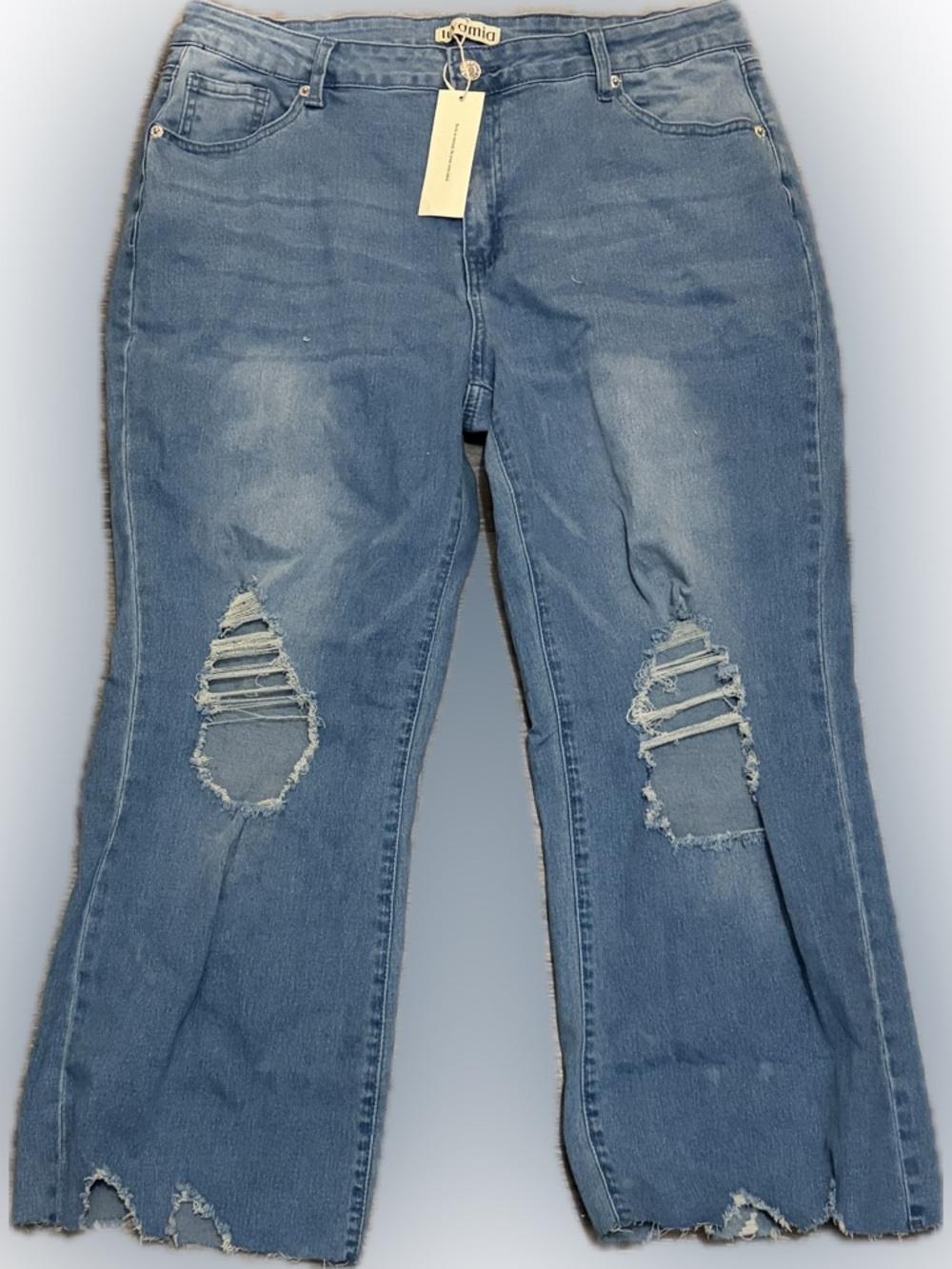 5 for $50 🐝 NWT Light Blue Distressed Flare Jeans with Ripped Knees